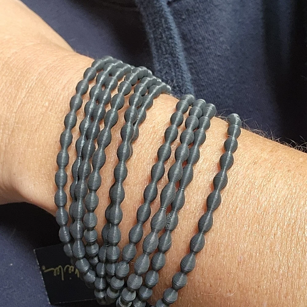 Cookie Lee Steel Gray Set Of 10 Stretch Bangle Bracelets #88051 NWT - Picture 6 of 7
